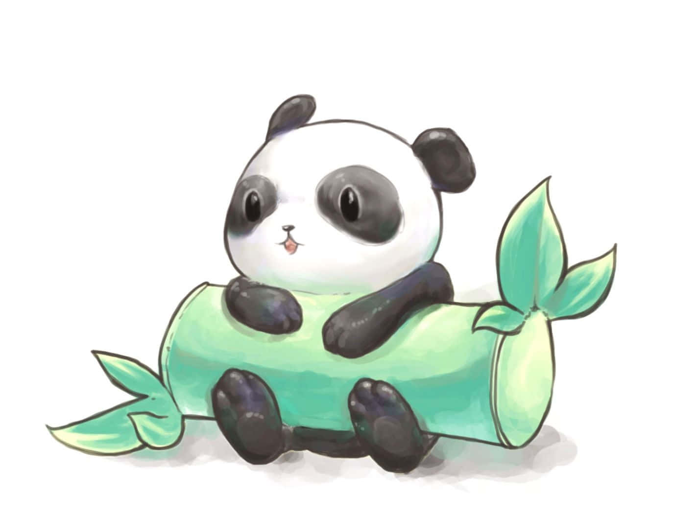 Cute Cartoon Animal With Bamboo
