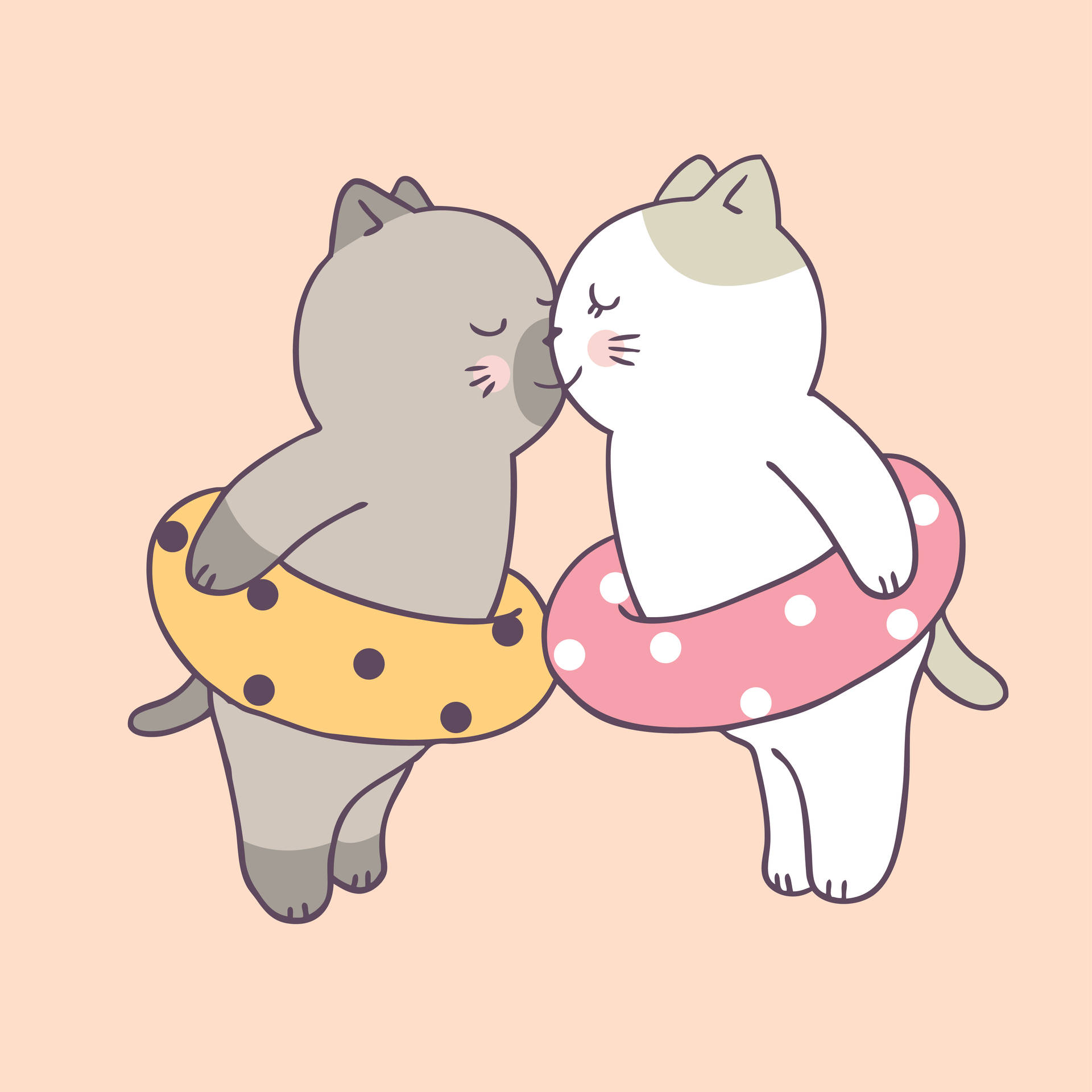 Cute Cartoon Cat Couple Background