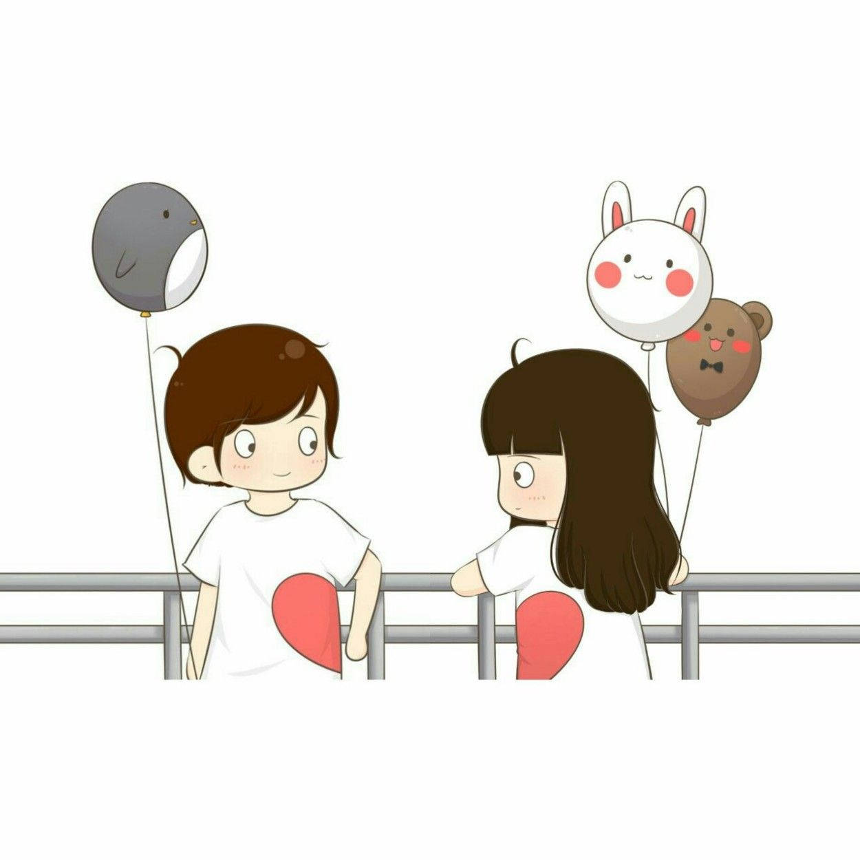 Cute Cartoon Couple Balloon Date Background