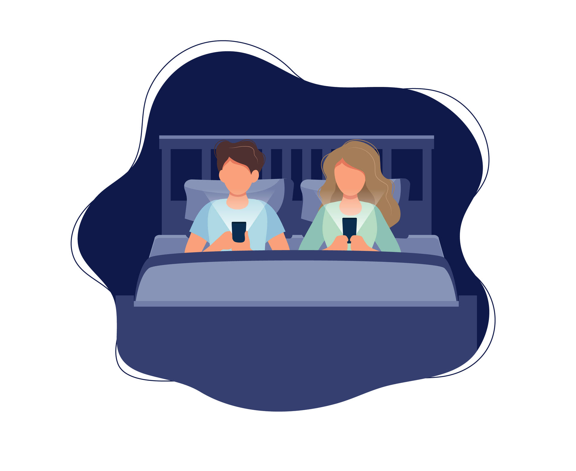 Cute Cartoon Couple In Bed Background