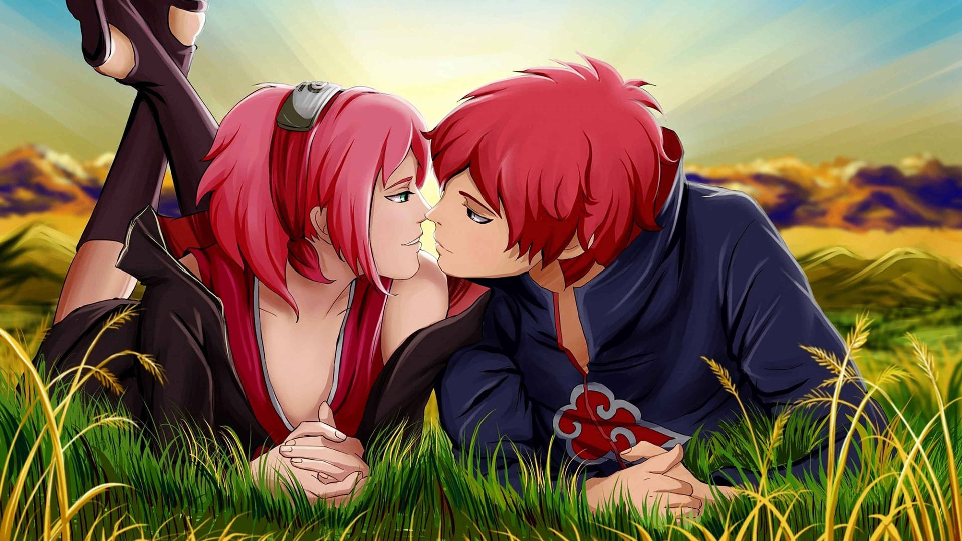 Cute Cartoon Couple Naruto Ver Background