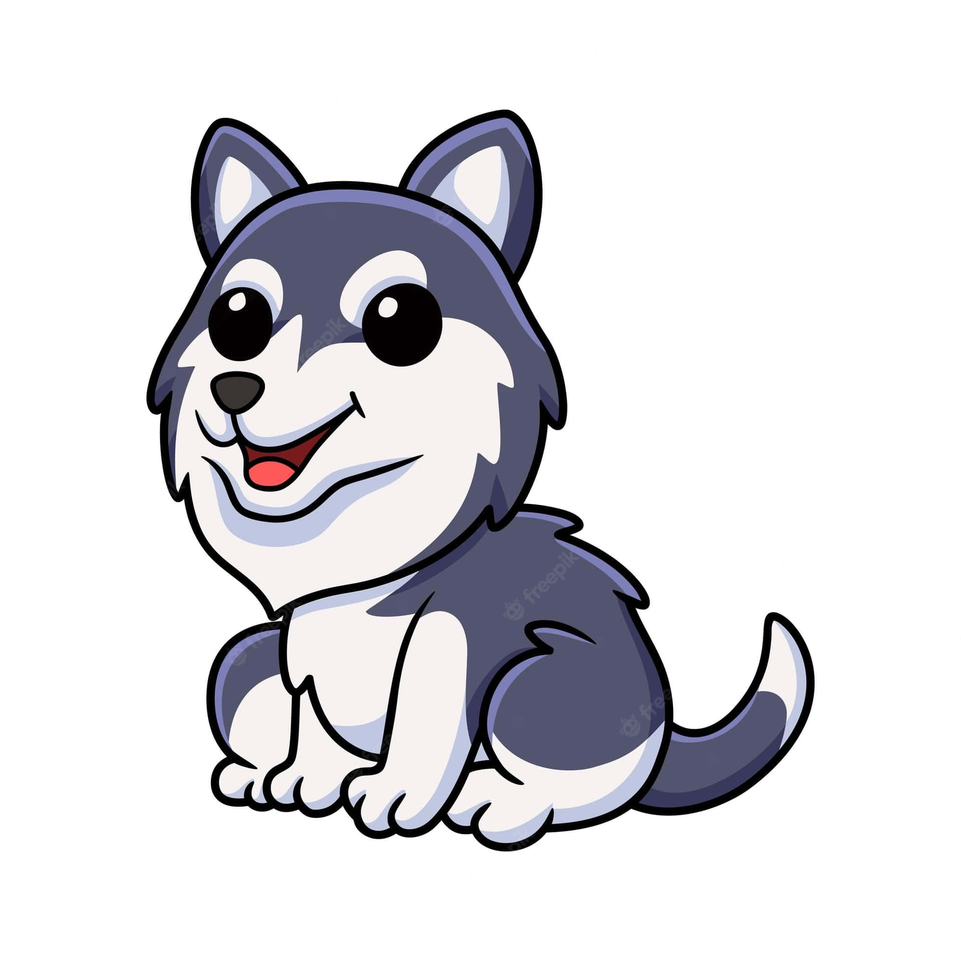 Cute Cartoon Dog Siberian Husky Background