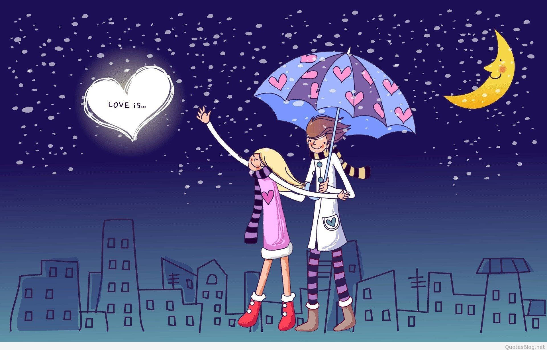 Cute Cartoon For In Love Couples Background