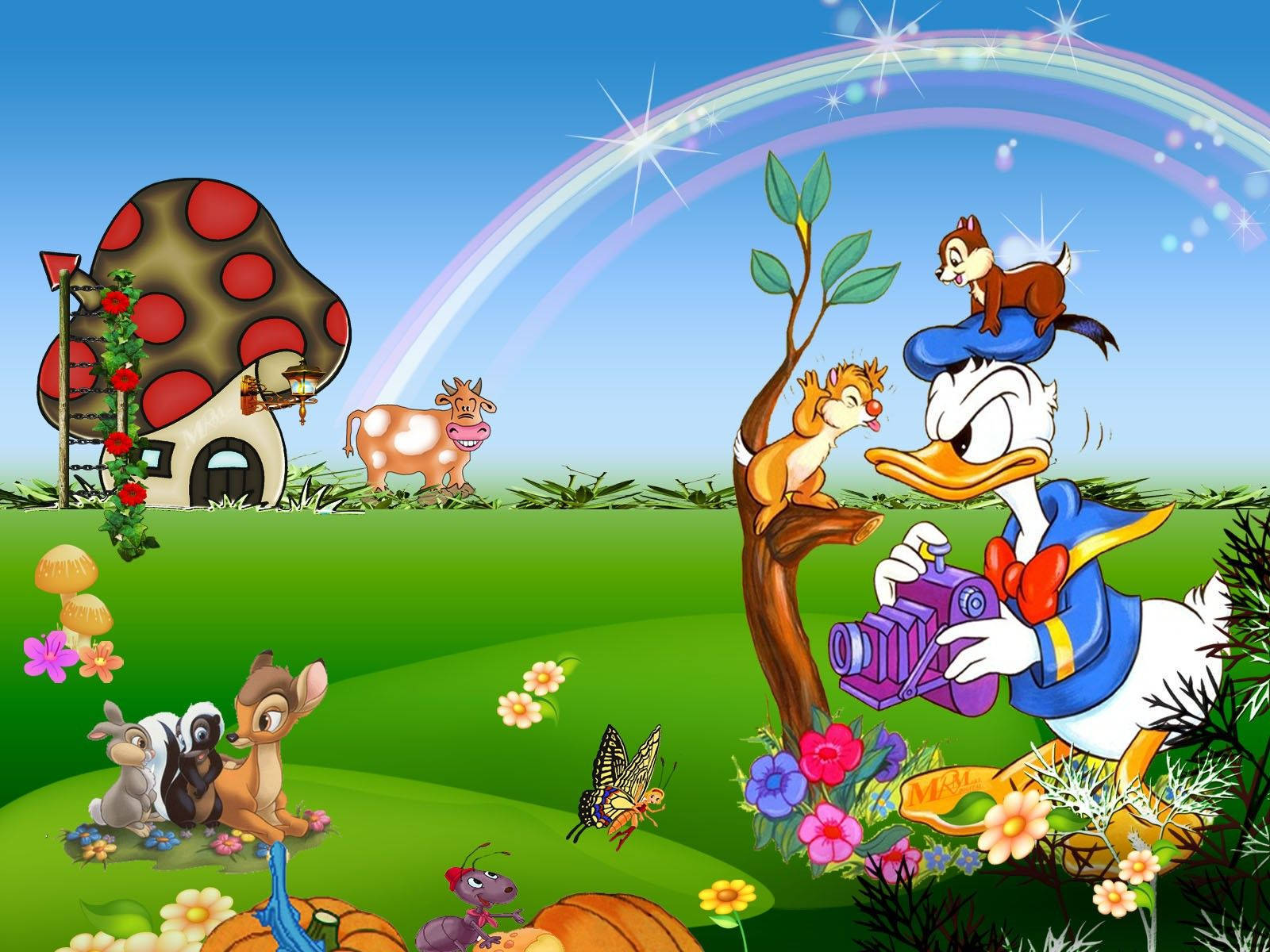 Cute Cartoon Illustration Of Donald Duck Background
