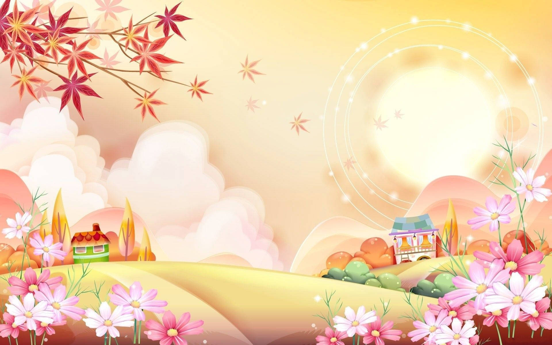 Cute Cartoon Image Of Houses Background