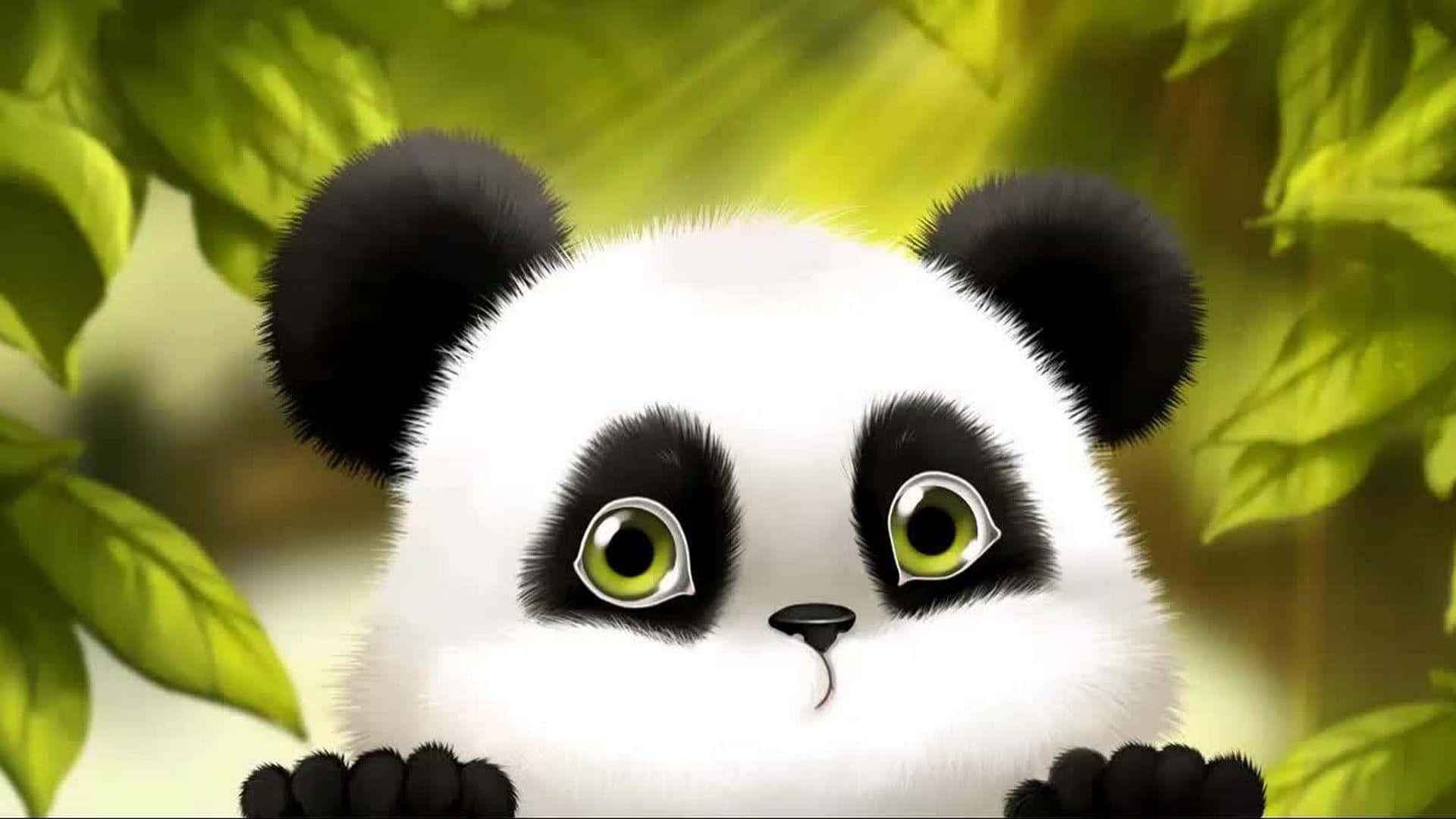 Cute Cartoon Panda Hairy Head Background