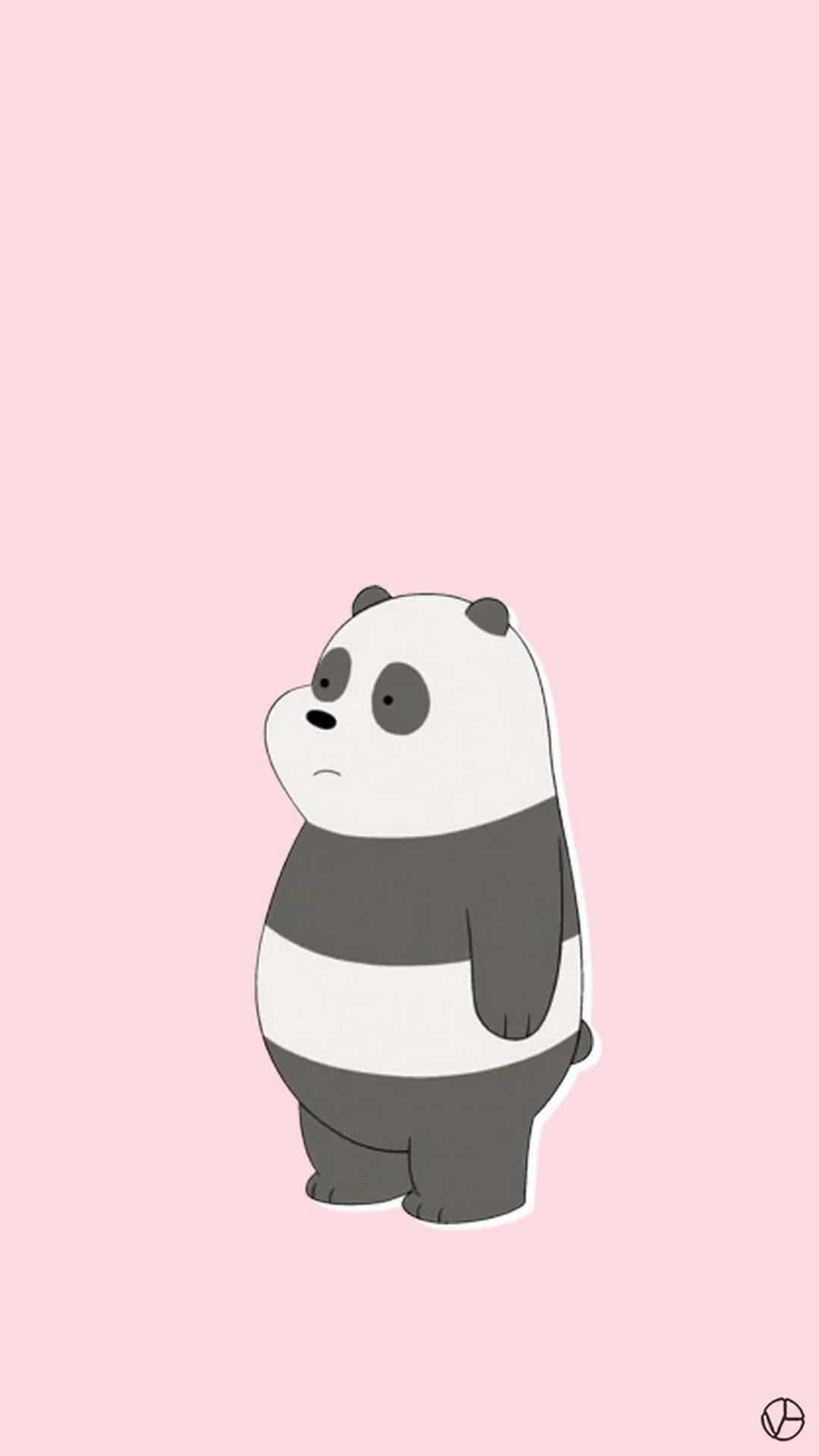 Cute Cartoon Panda Pink Background Background