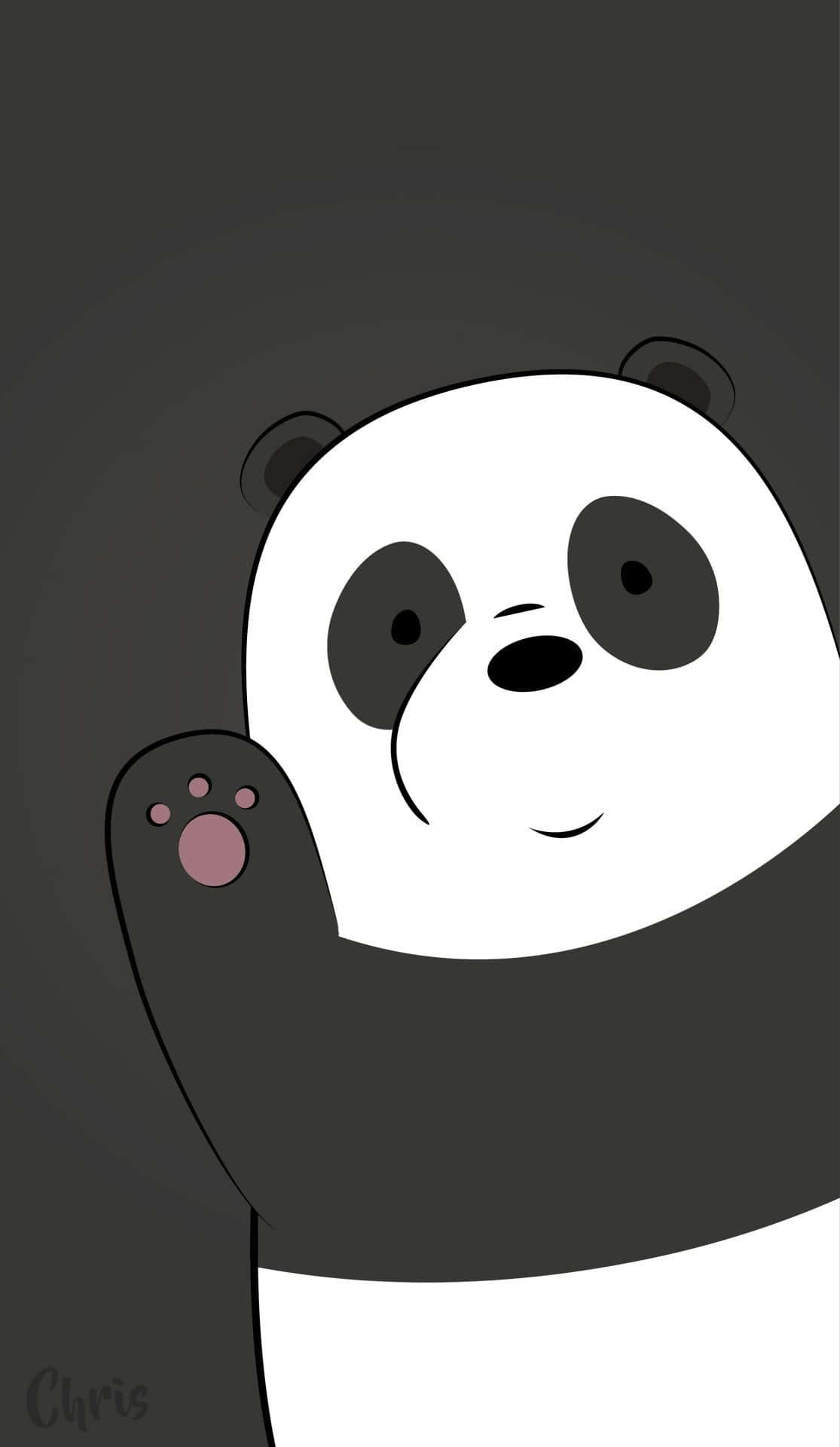 Cute Cartoon Panda Wave