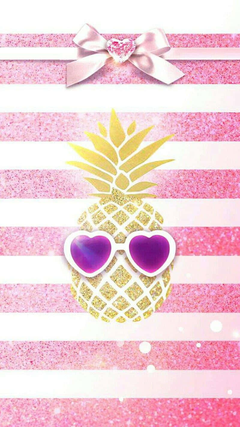 Cute Cartoon Pineapple Beach Background