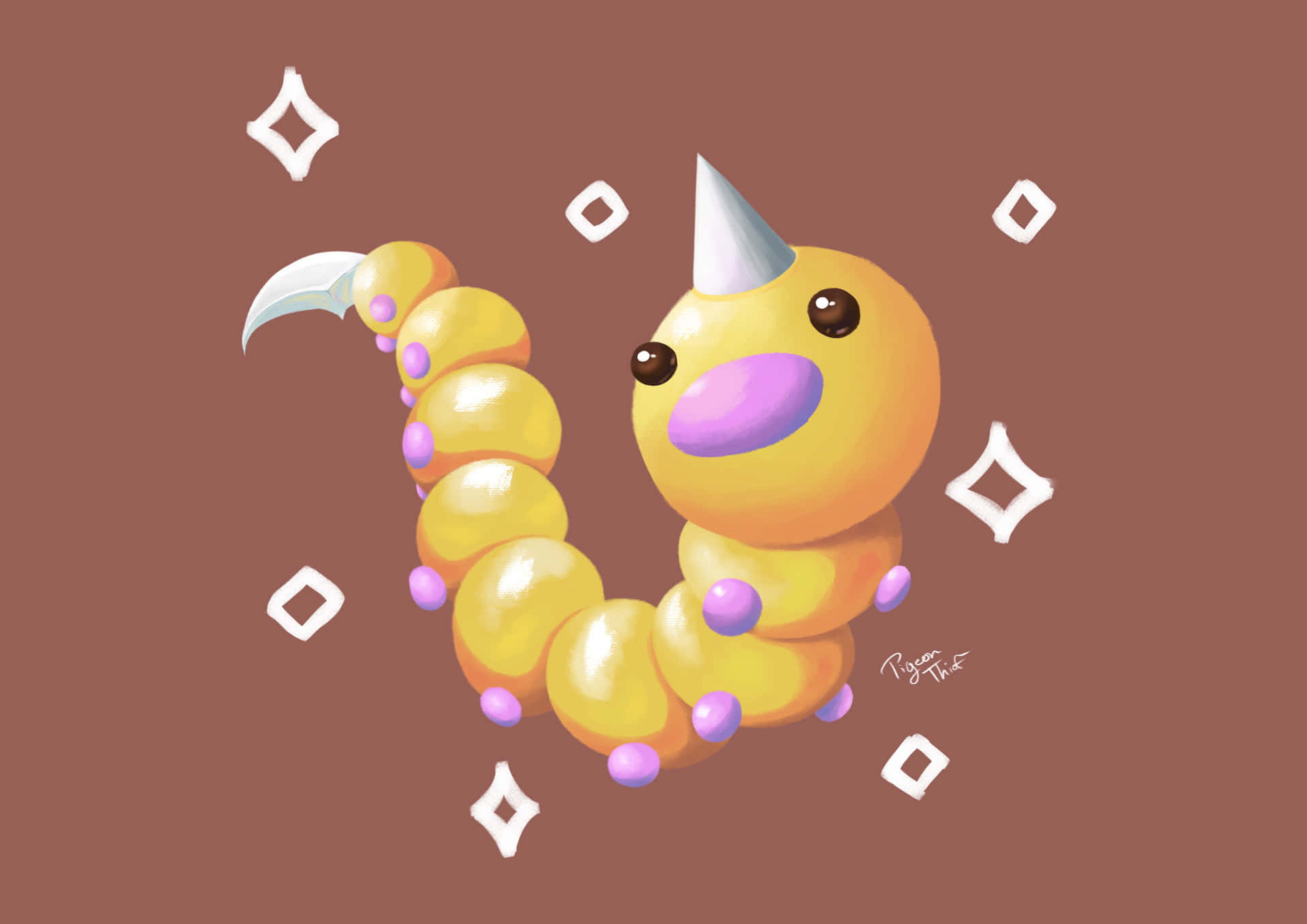 Cute Cartoon Weedle Artwork Background