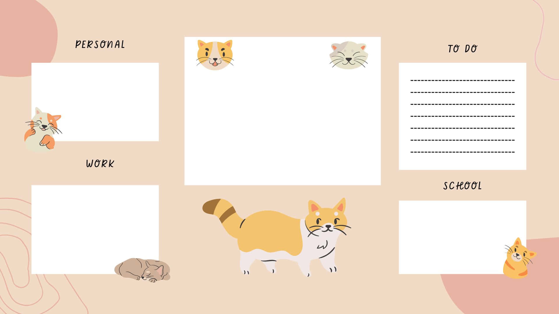 Cute Cat Desktop Organizer Background