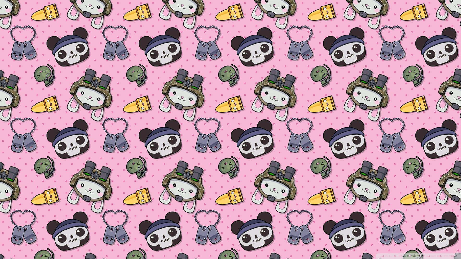 Cute Cat Pattern Soldier Kuromi Background