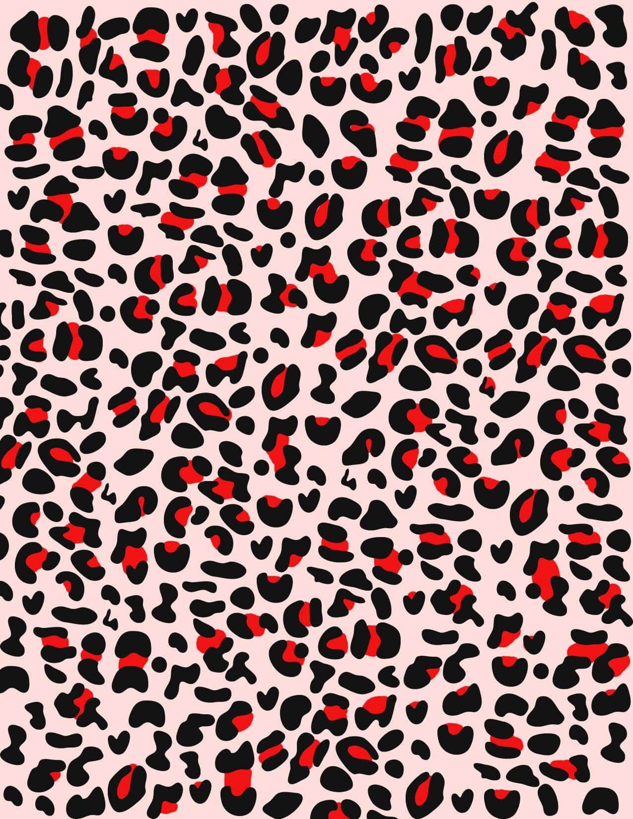 Cute Cheetah Print Red And Black Background