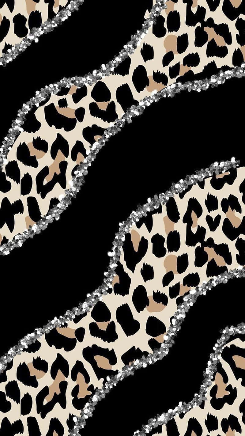 Cute Cheetah Print With Silver And Black Background
