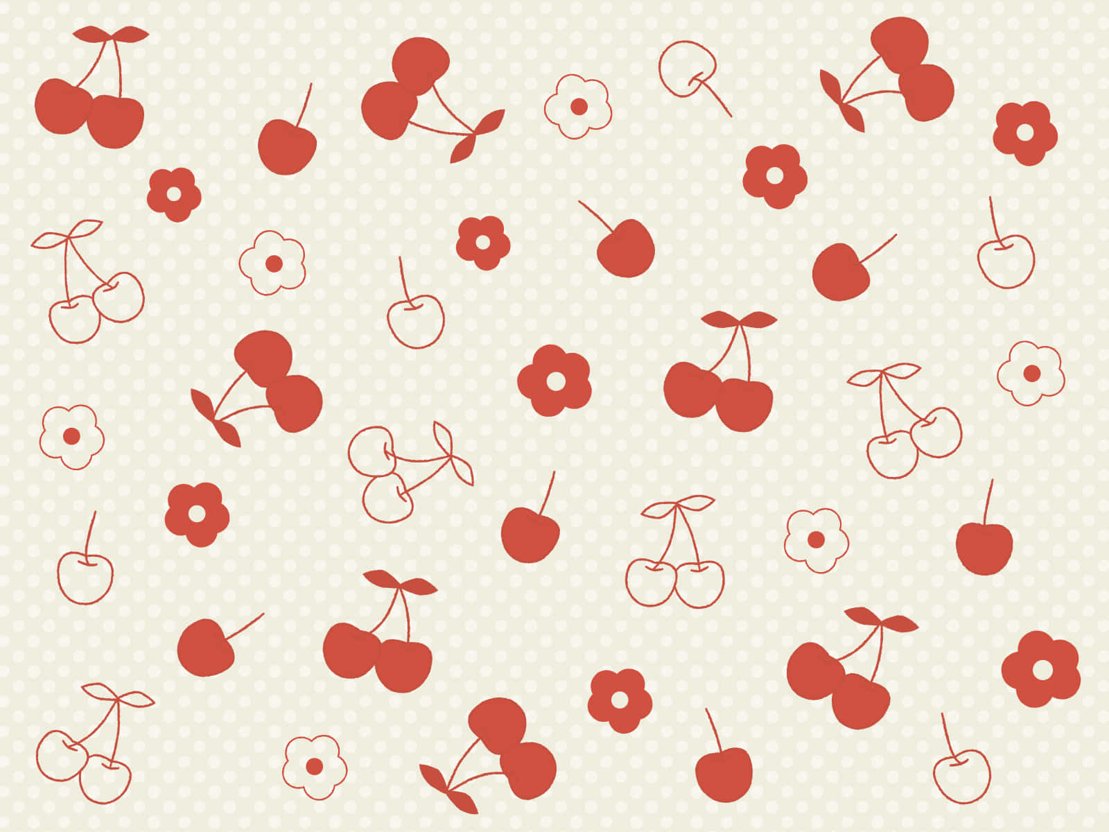 Cute Cherry Design With Floral And Polka Dots