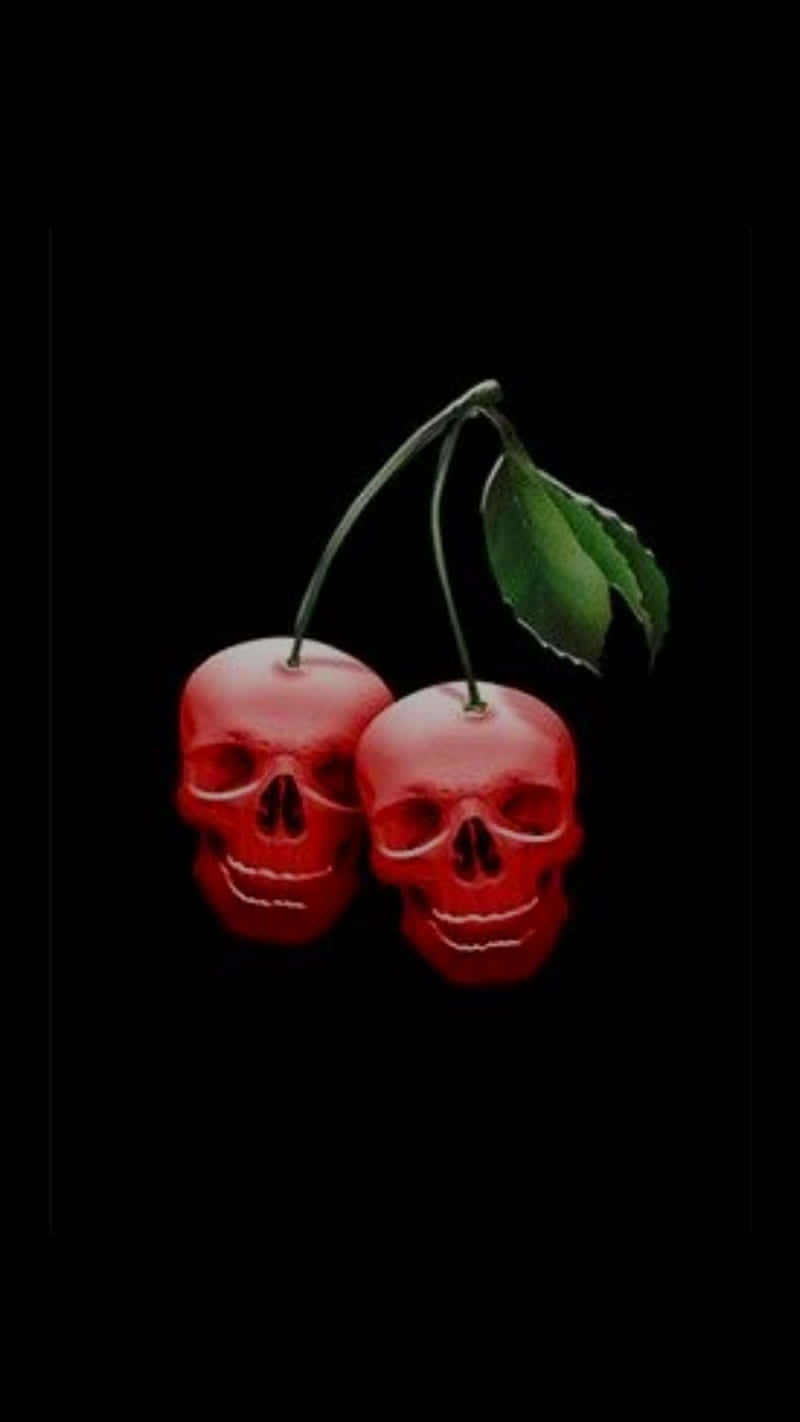 Cute Cherry With Skull Design Background
