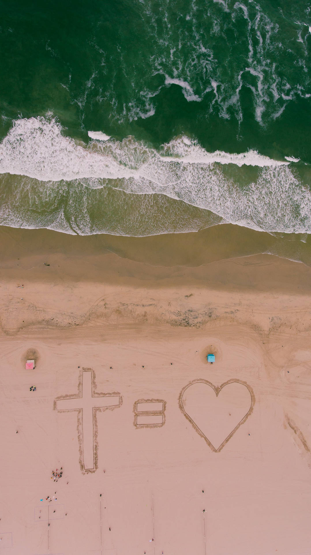 Cute Christian Cross Equals Love Beach Background