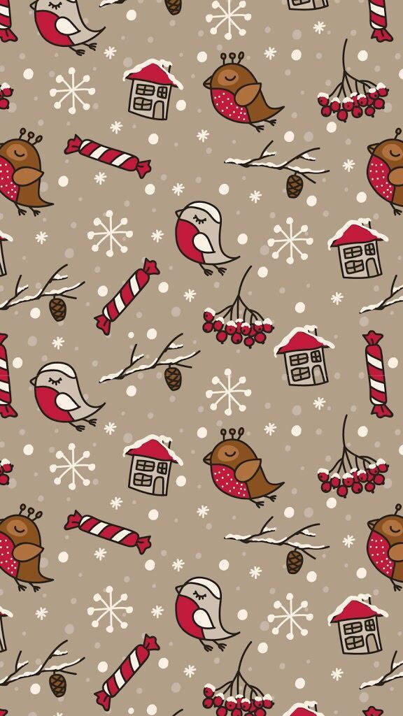 Cute Christmas Iphone Birds Background
