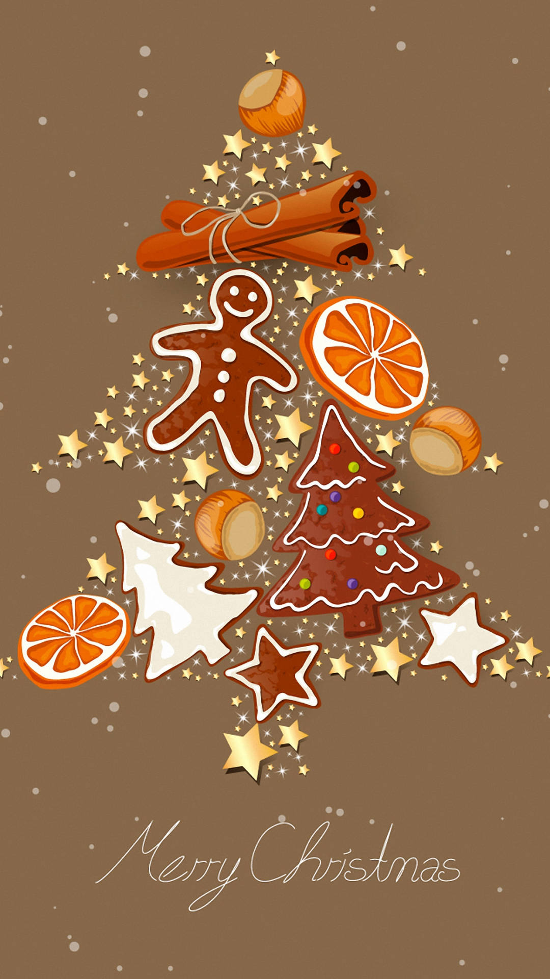 Cute Christmas Iphone Brown Elements Background
