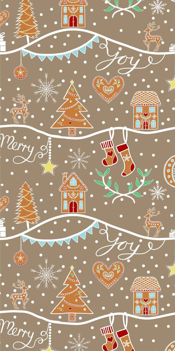 Cute Christmas Iphone Brown Background