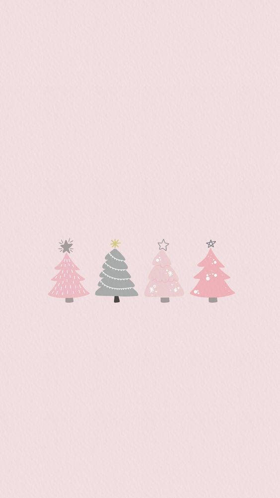 Cute Christmas Iphone Four Trees Background