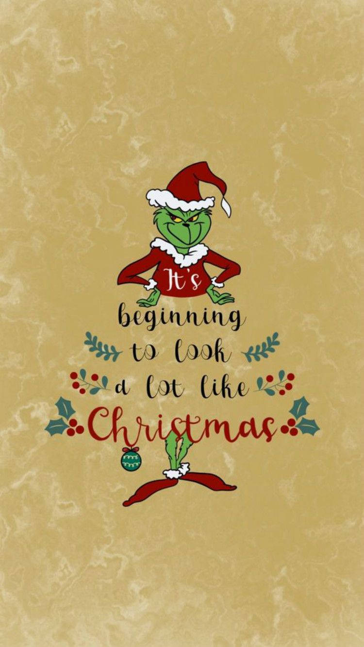 Cute Christmas Iphone Grinch Tree Background