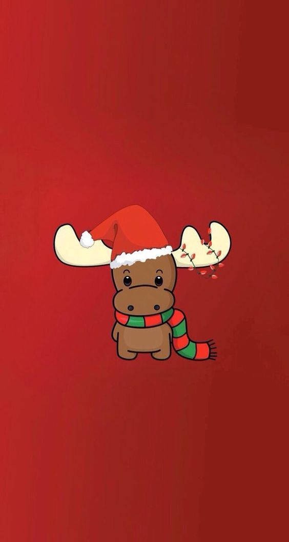 Cute Christmas Iphone Lone Reindeer Background