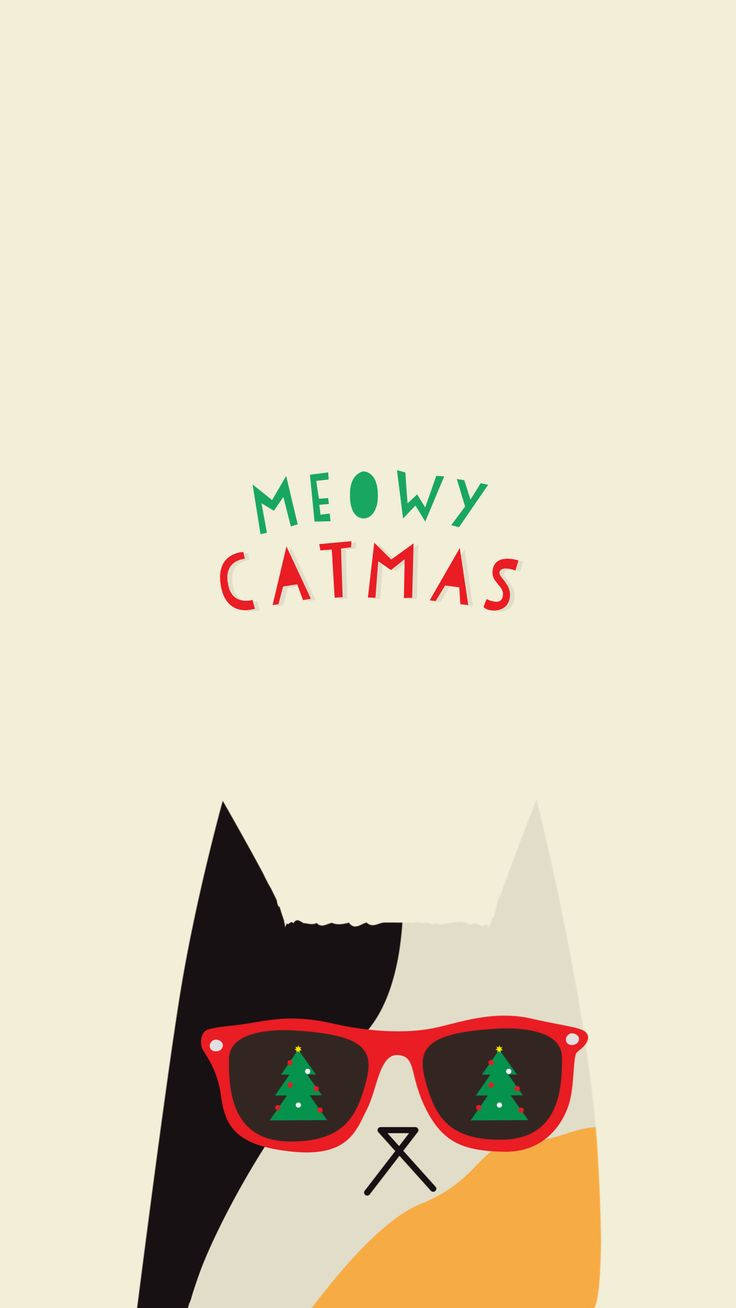 Cute Christmas Iphone Meowy Catmas Background