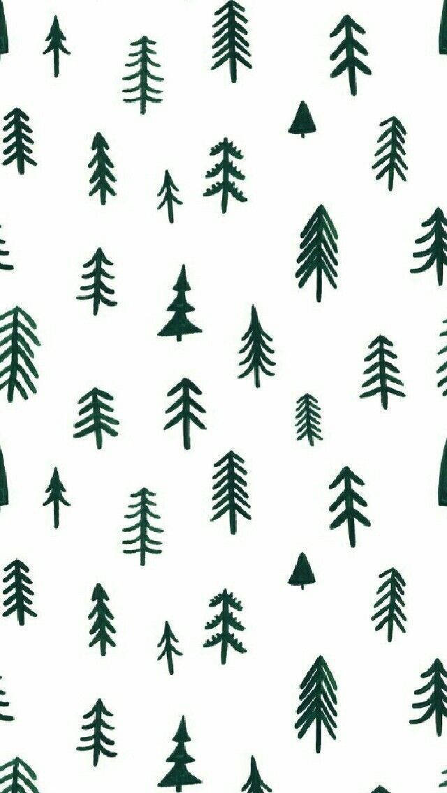 Cute Christmas Iphone Pine Trees Background