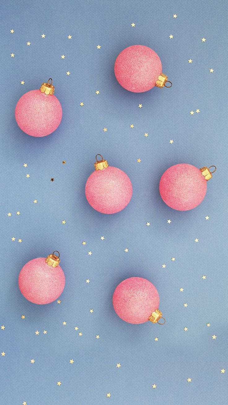 Cute Christmas Iphone Pink Balls Background