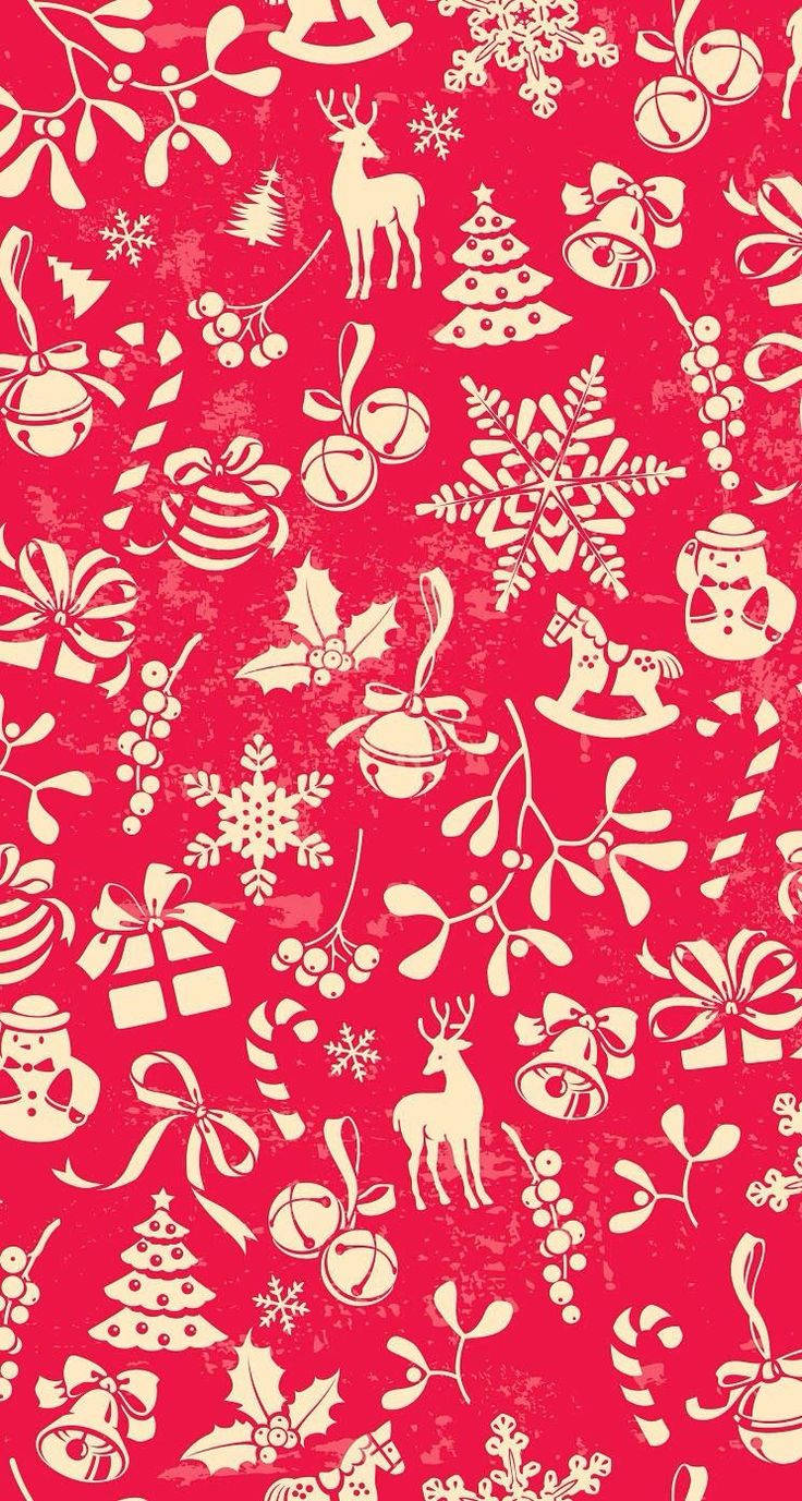 Cute Christmas Iphone Red And Gold Background