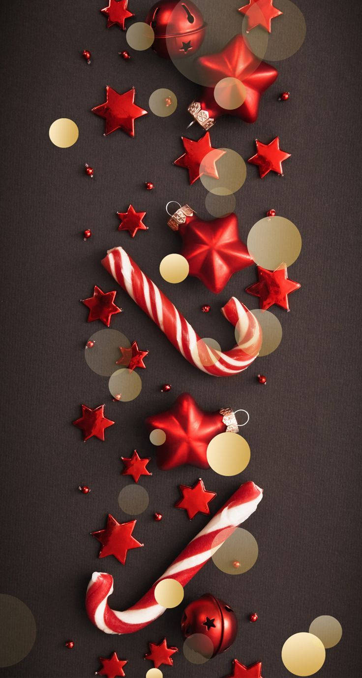 Cute Christmas Iphone Red Stars Background
