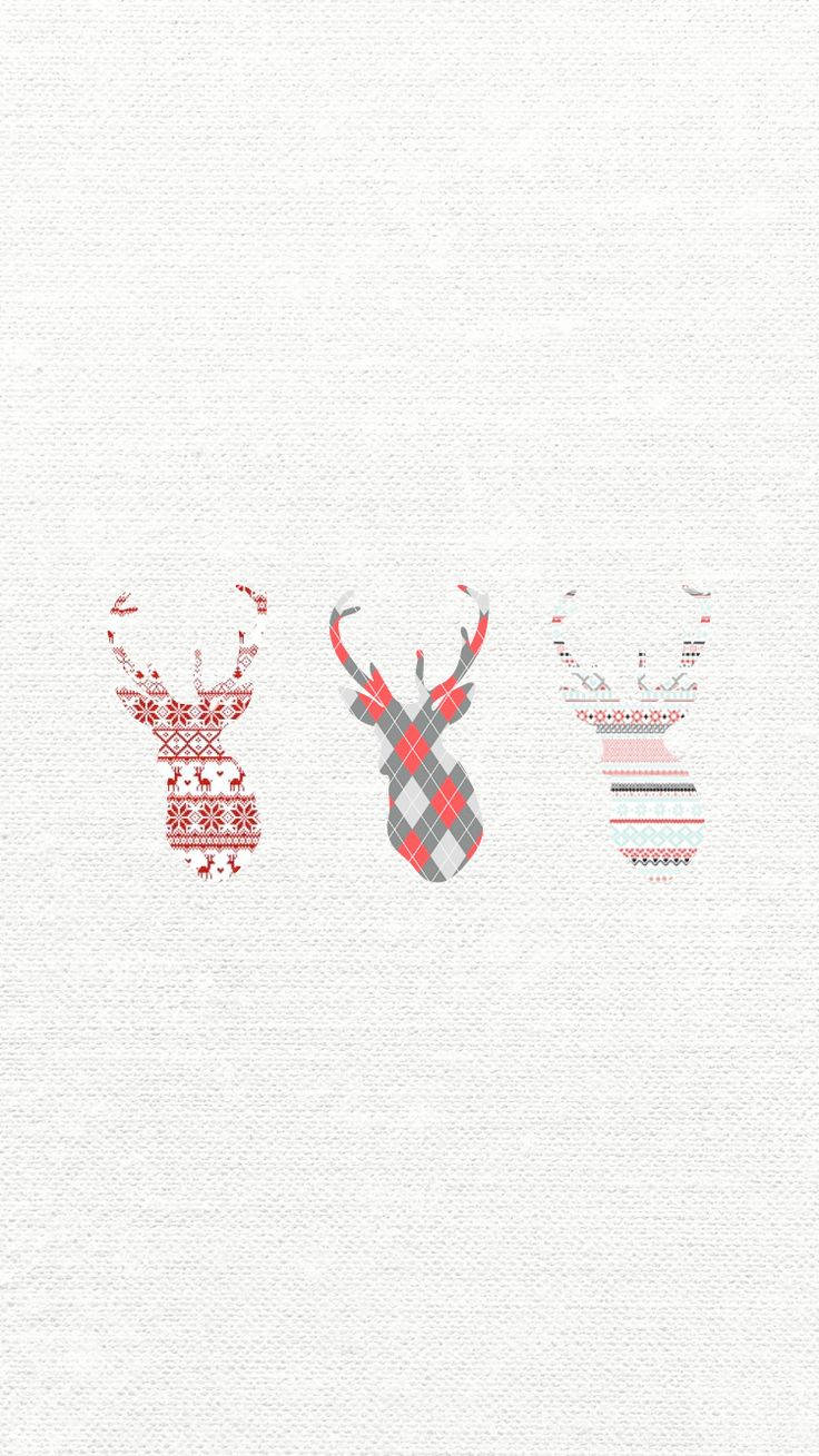 Cute Christmas Iphone Reindeer Silhouettes Background