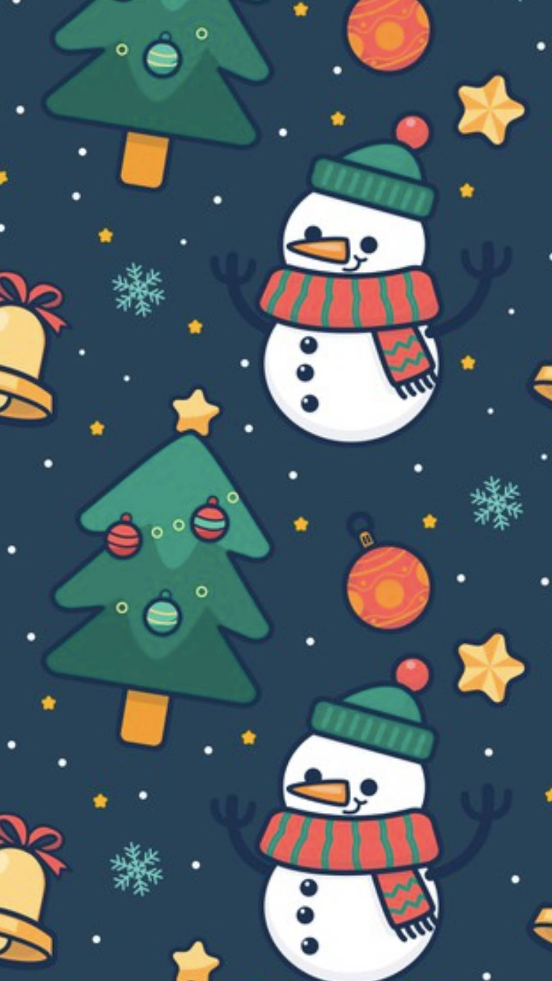 Cute Christmas Iphone Snowman And Tree Background