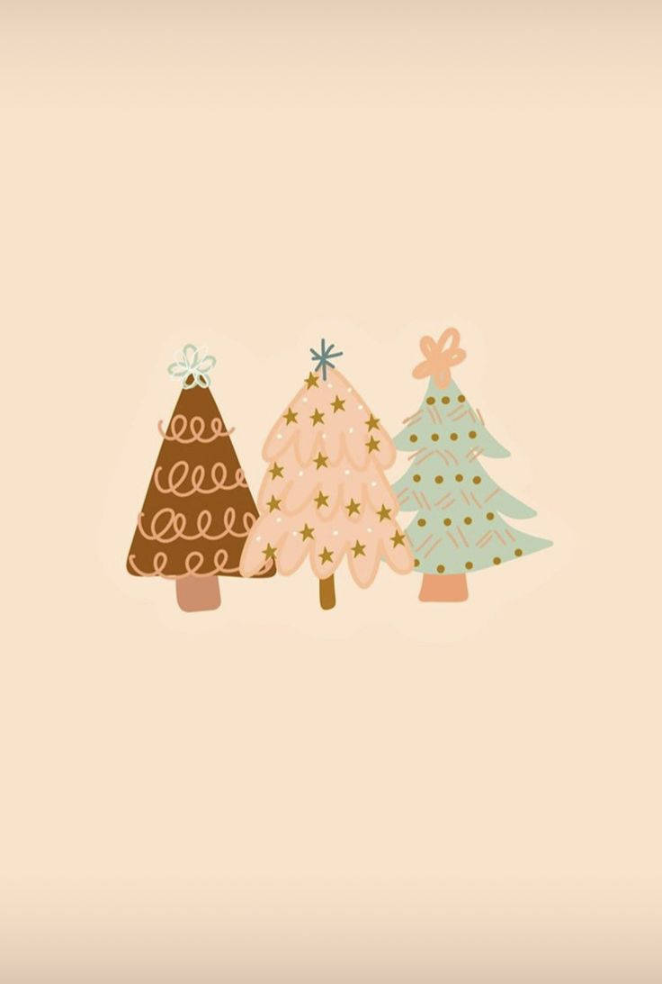 Cute Christmas Iphone Three Trees Background