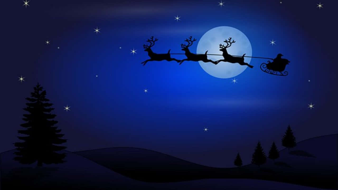 Cute Christmas Laptop At Night Background