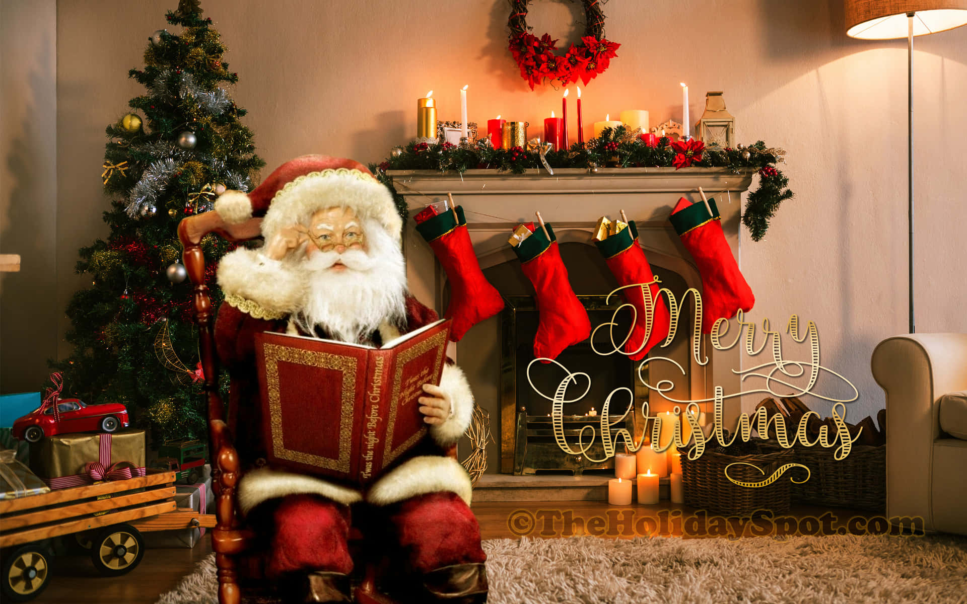 Cute Christmas Laptop Santa Claus Background