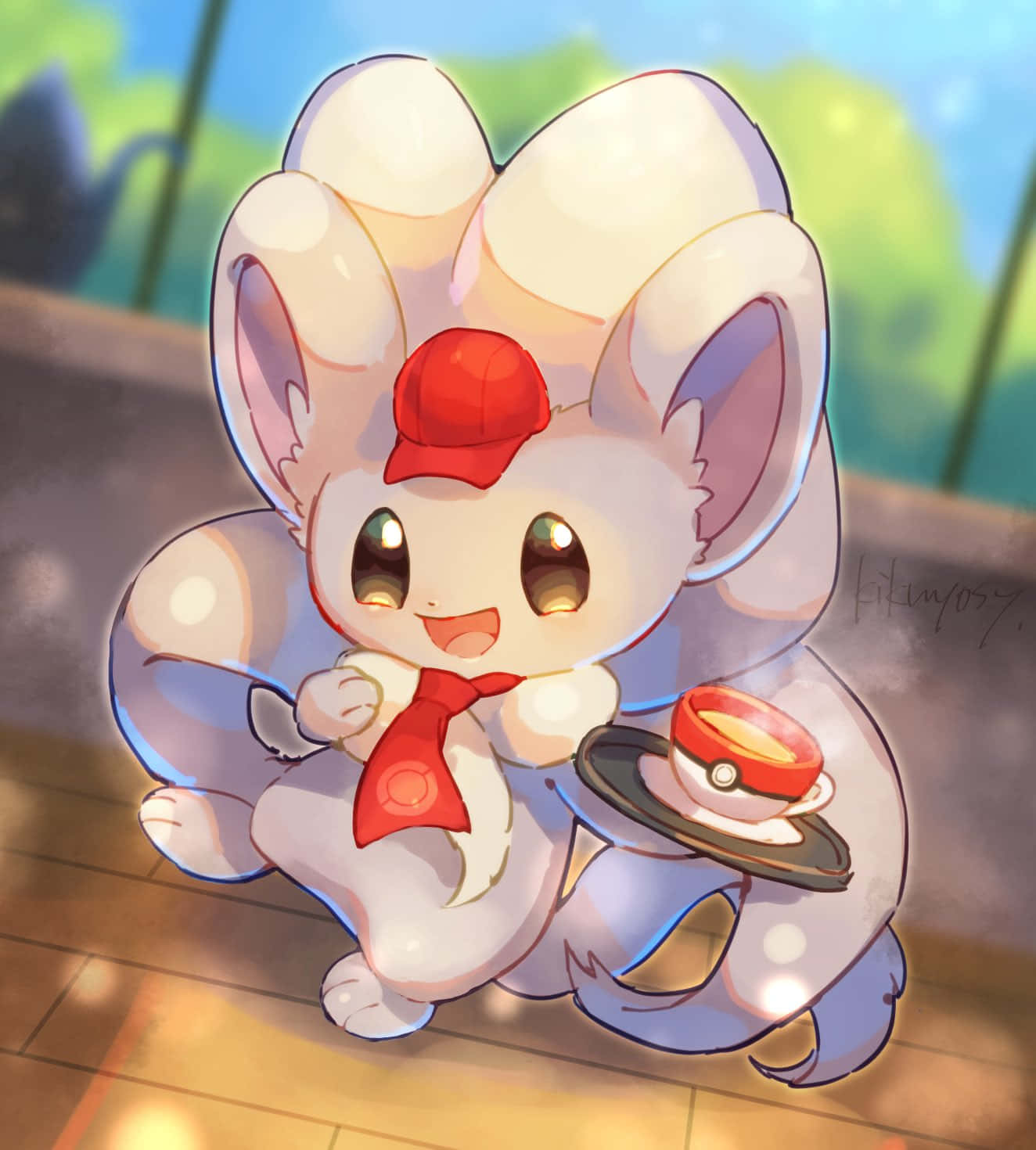 Cute Cinccino Working In Cafe Background
