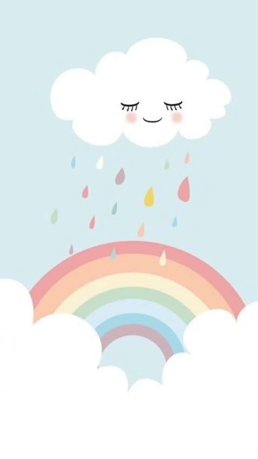 Cute Cloud Crying Rainbows Background