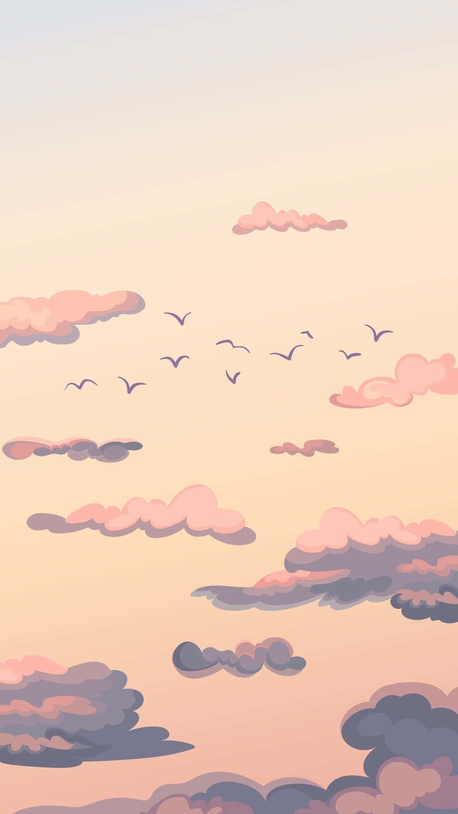 Cute Clouds Birds Background