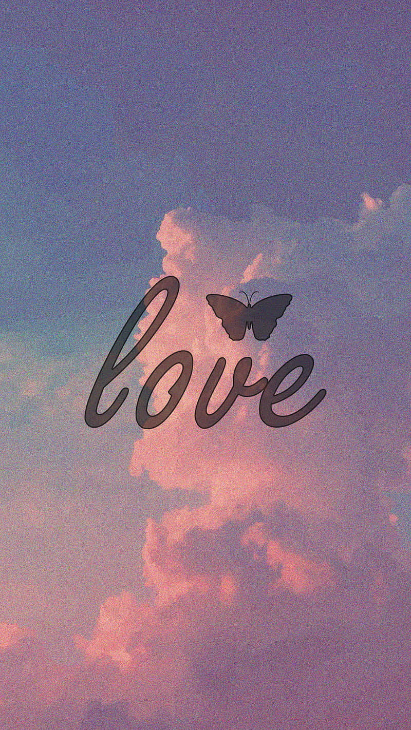 Cute Clouds Love Butterfly Background