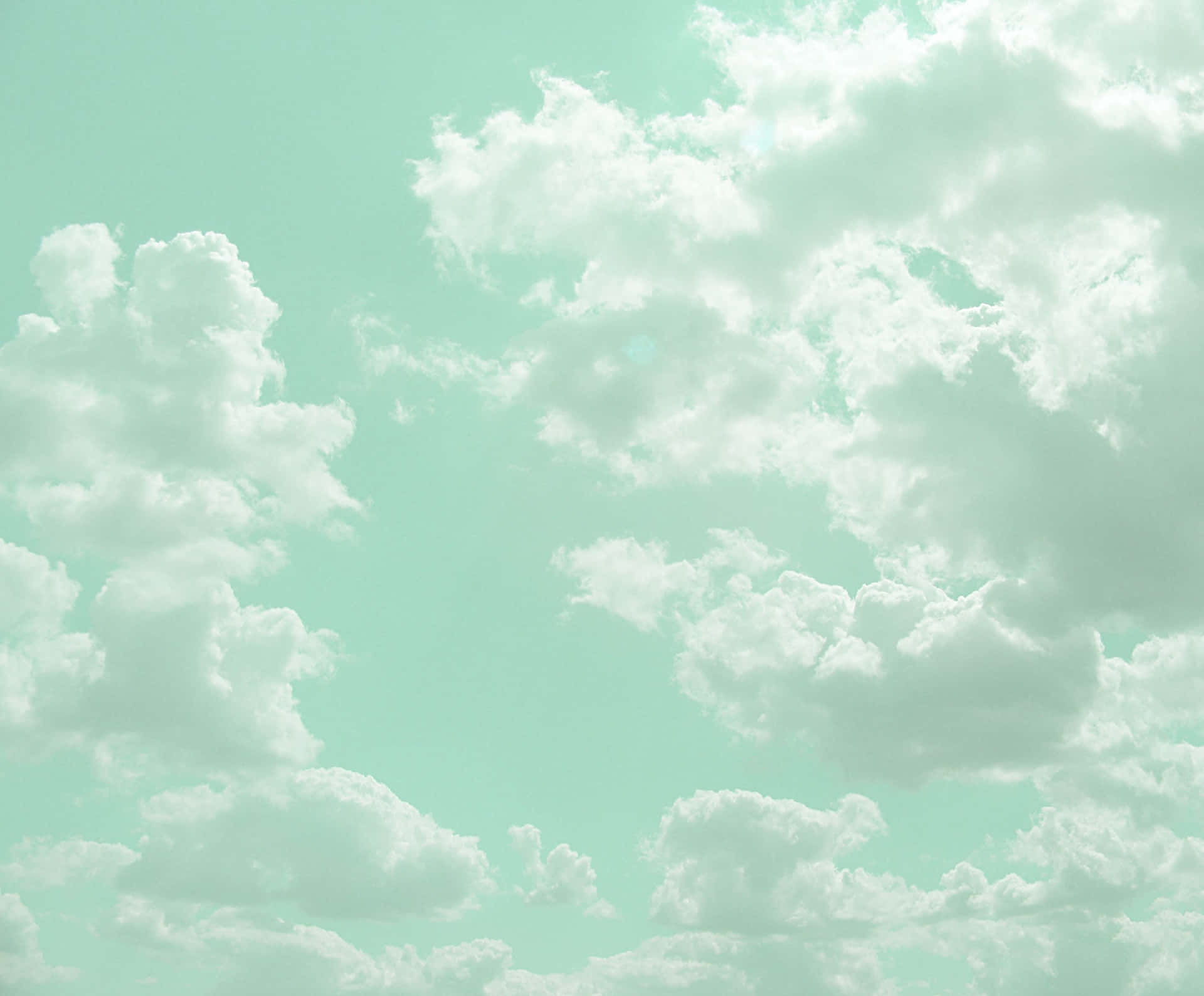 Cute Clouds Mint Green Aesthetic Background