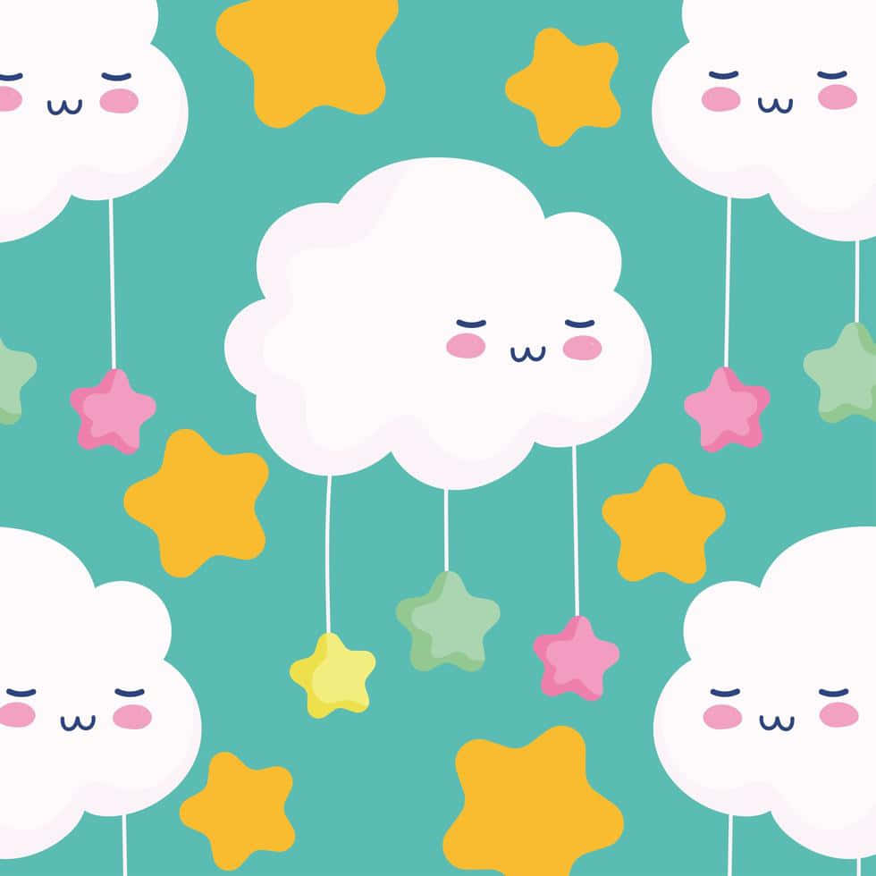Cute Clouds Shy Faces Background