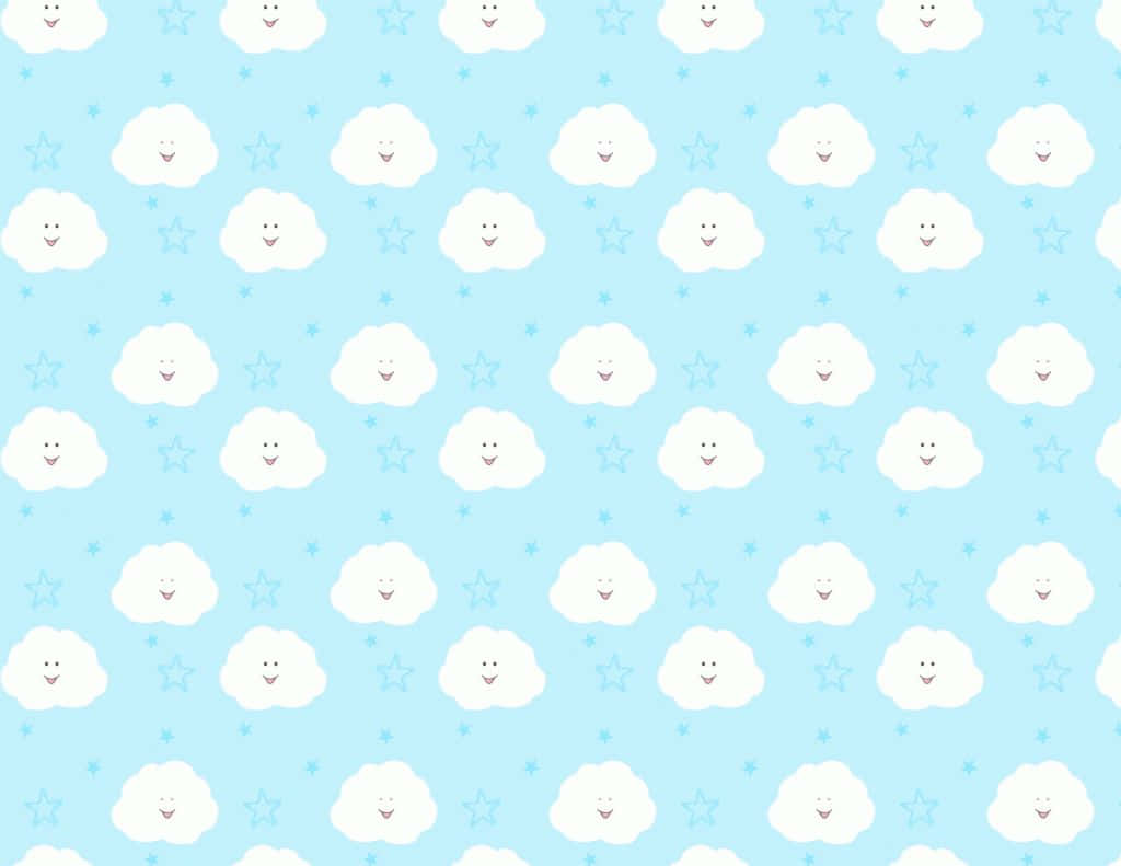 Cute Clouds Smiling Faces Background