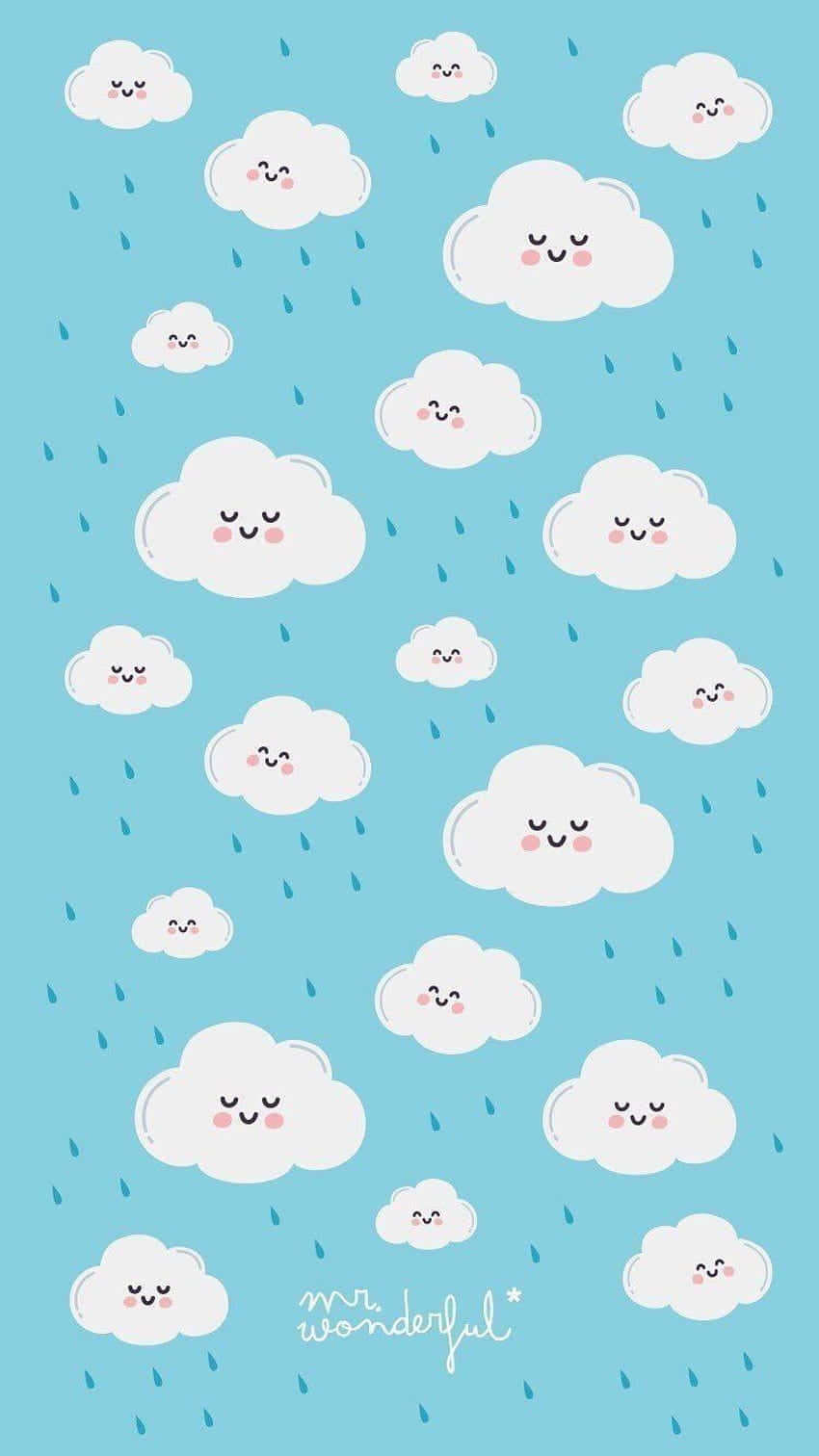 Cute Clouds With Faces Background