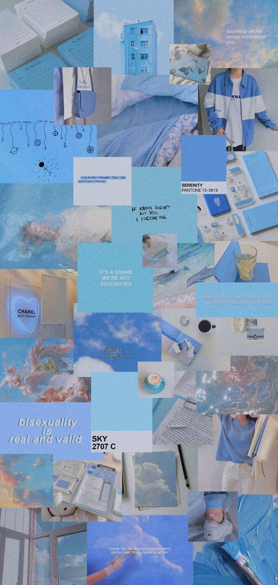 Cute Collage Dreamy Light Blue Aesthetic Background