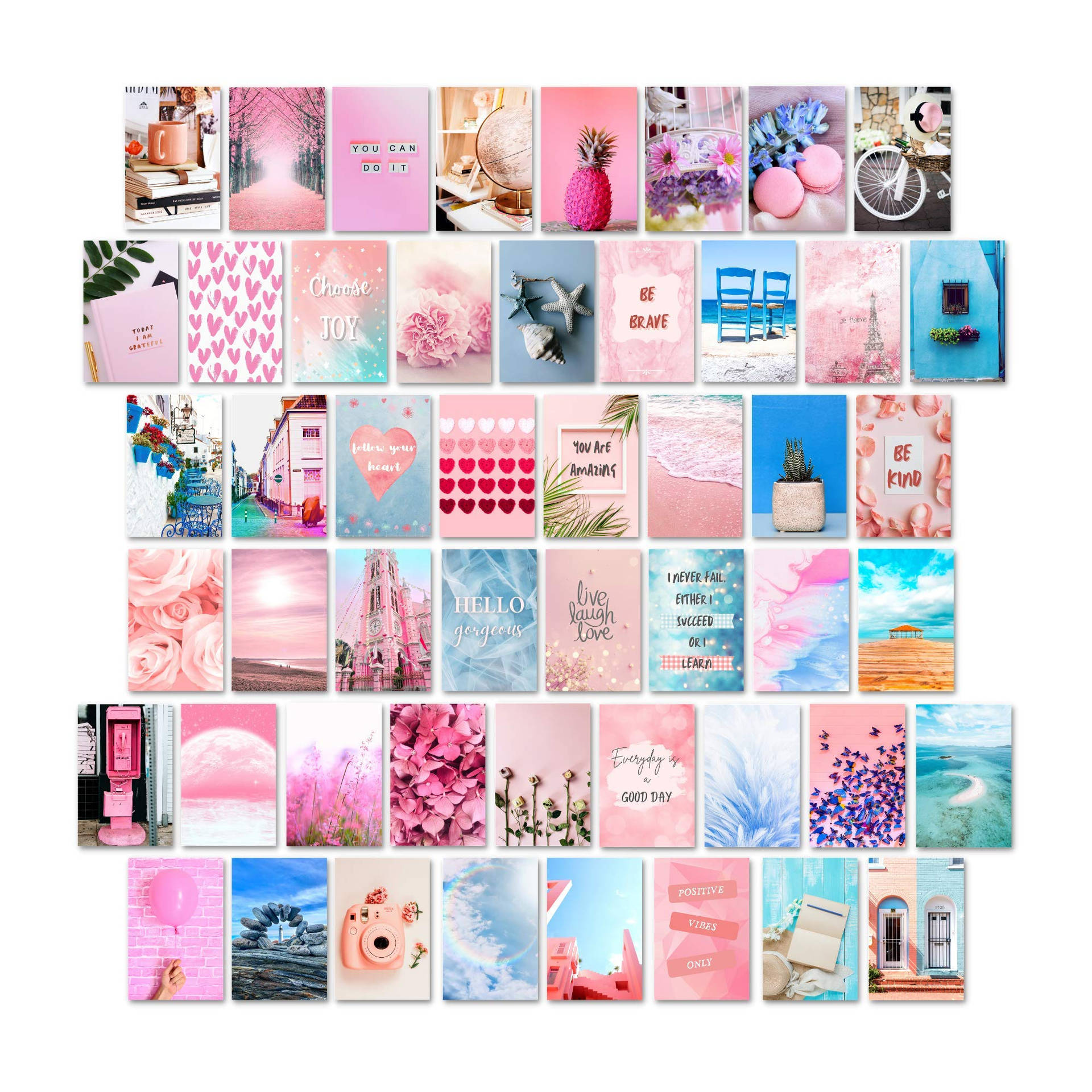 Cute Collage Pink And Blue Aesthetic Background