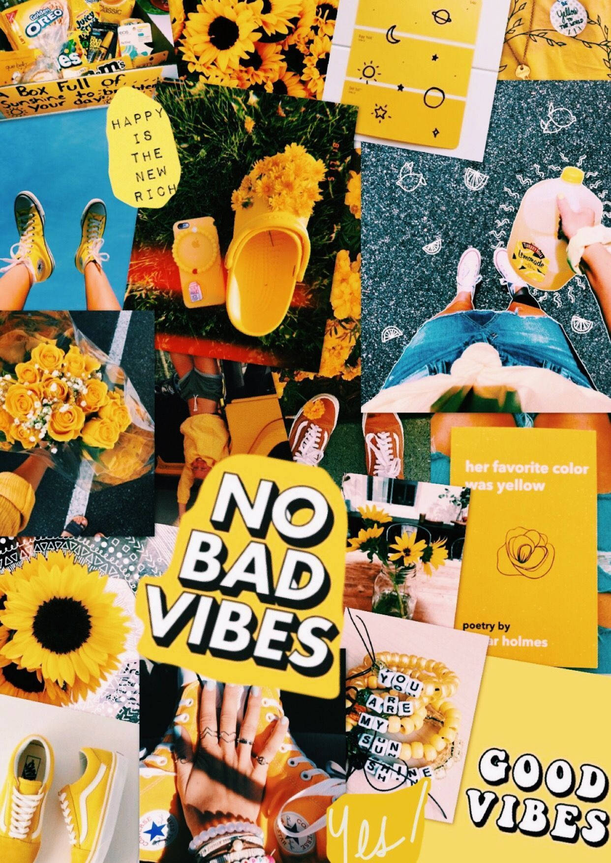 Cute Collage Positive Vibes Yellow Aesthetic