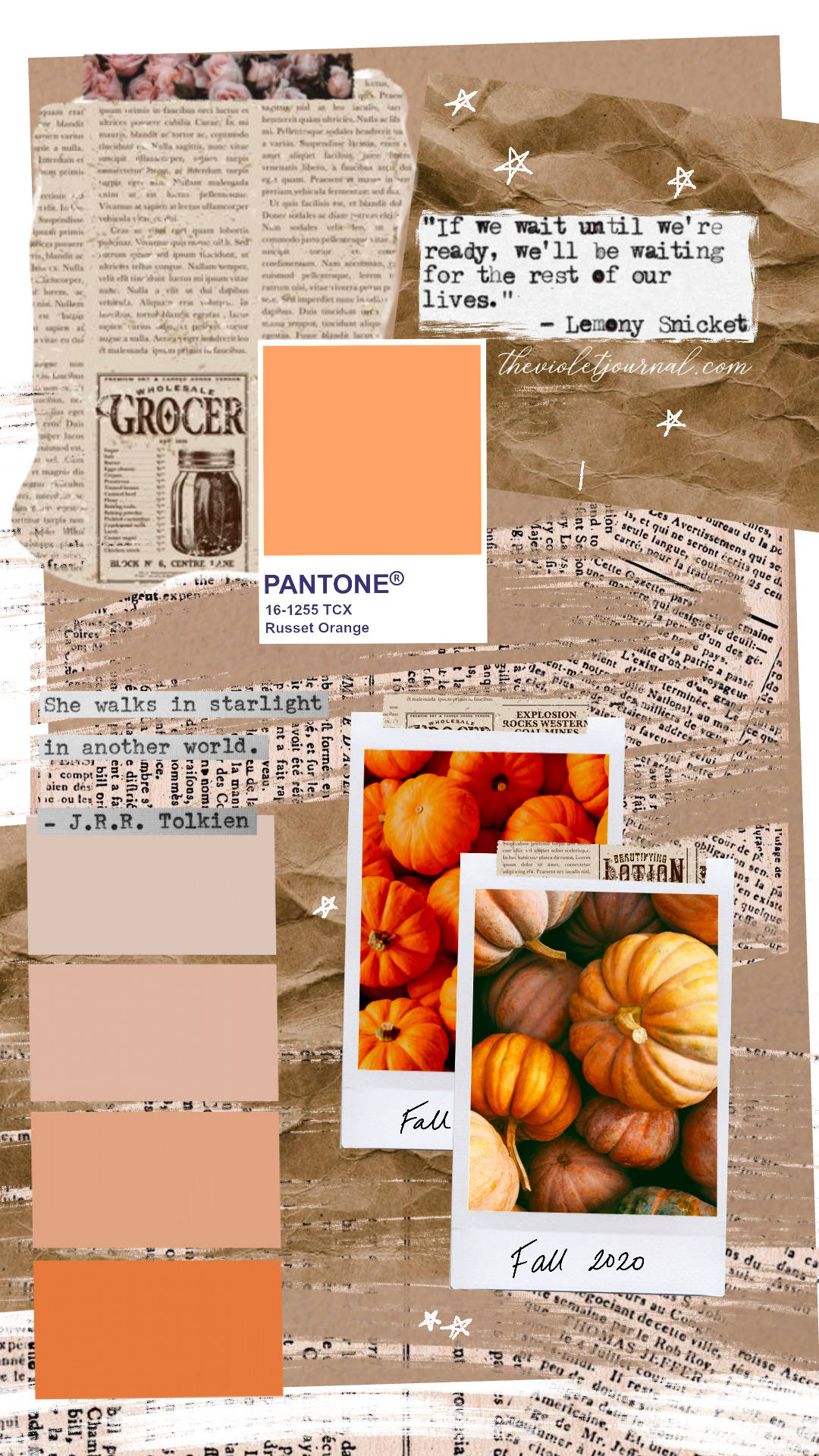 Cute Collage Warm Autumn Aesthetic Background