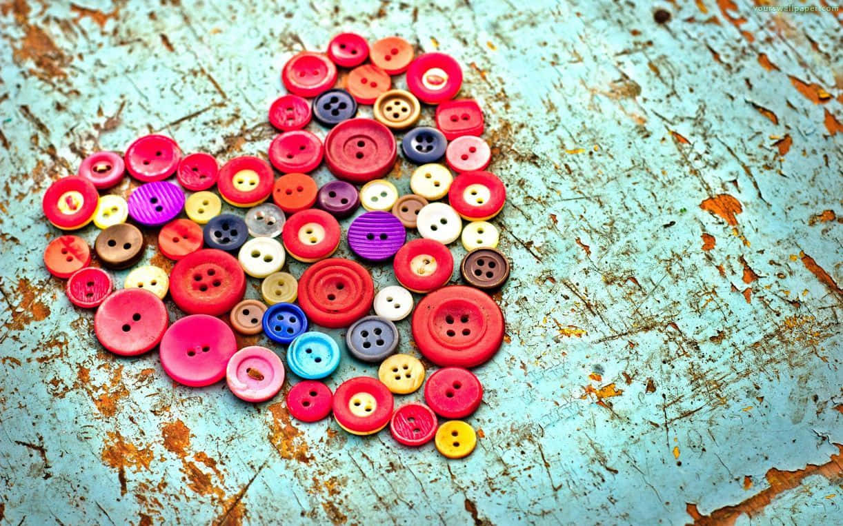 Cute Colorful Button In Heart Shape